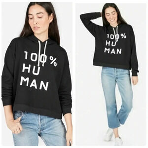 EVERLANE | The 100% Human Typography French Terry Hoodie Black White Size S